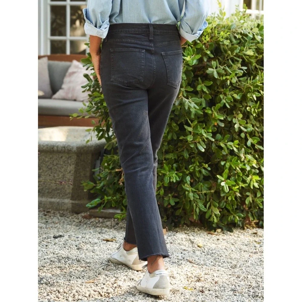 Frank & Eileen CORK Worn Black Raw Hem Straight Leg Jeans Size 32